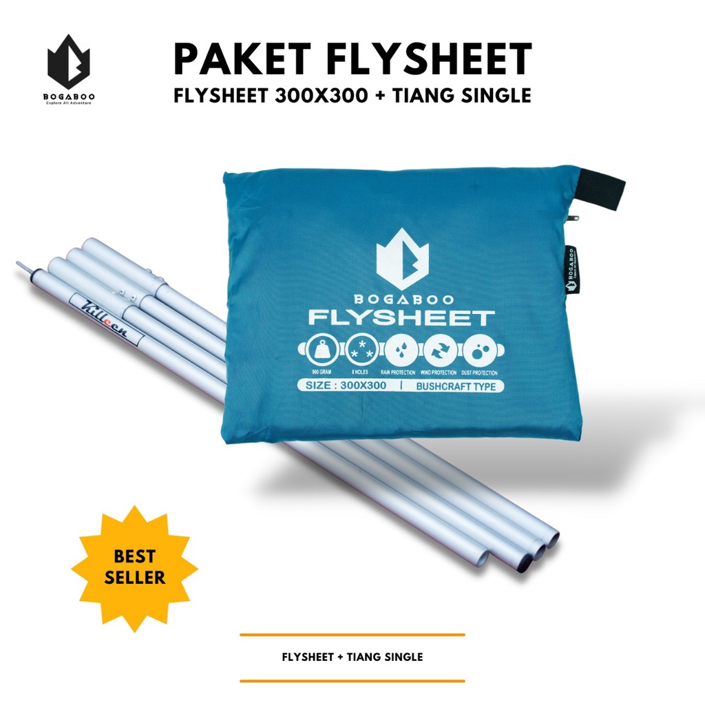 Bisa COD Paket Tiang Flysheet Single + Flysheet 3X3 - Econopack Pole