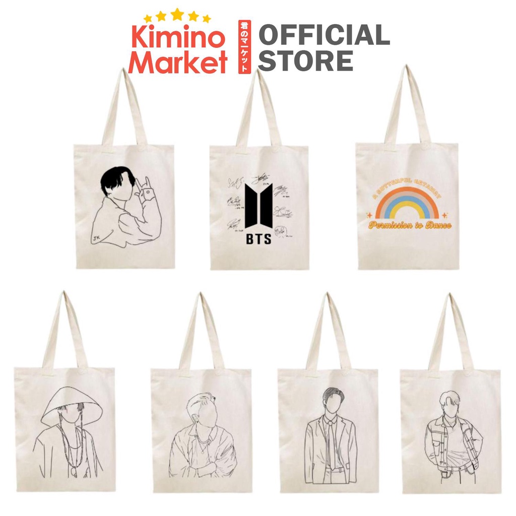 Totebag Canvas BTS ARMY PUTIH Kpop Korean Style Tas Samping Korea