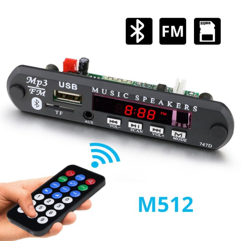 Module Mp3 Player Bluetooth Stereo Kit Dengan Remote 5V 12V