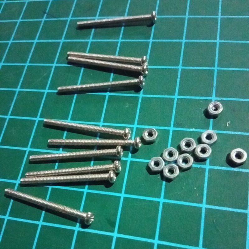 10pcs Mur baut 2mm panjang 2,5cm utk miniatur