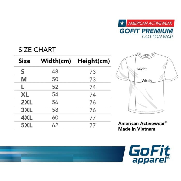 GoFit Premium Cotton 8600 White Kaos Pria kaos polos nsa gildan - M