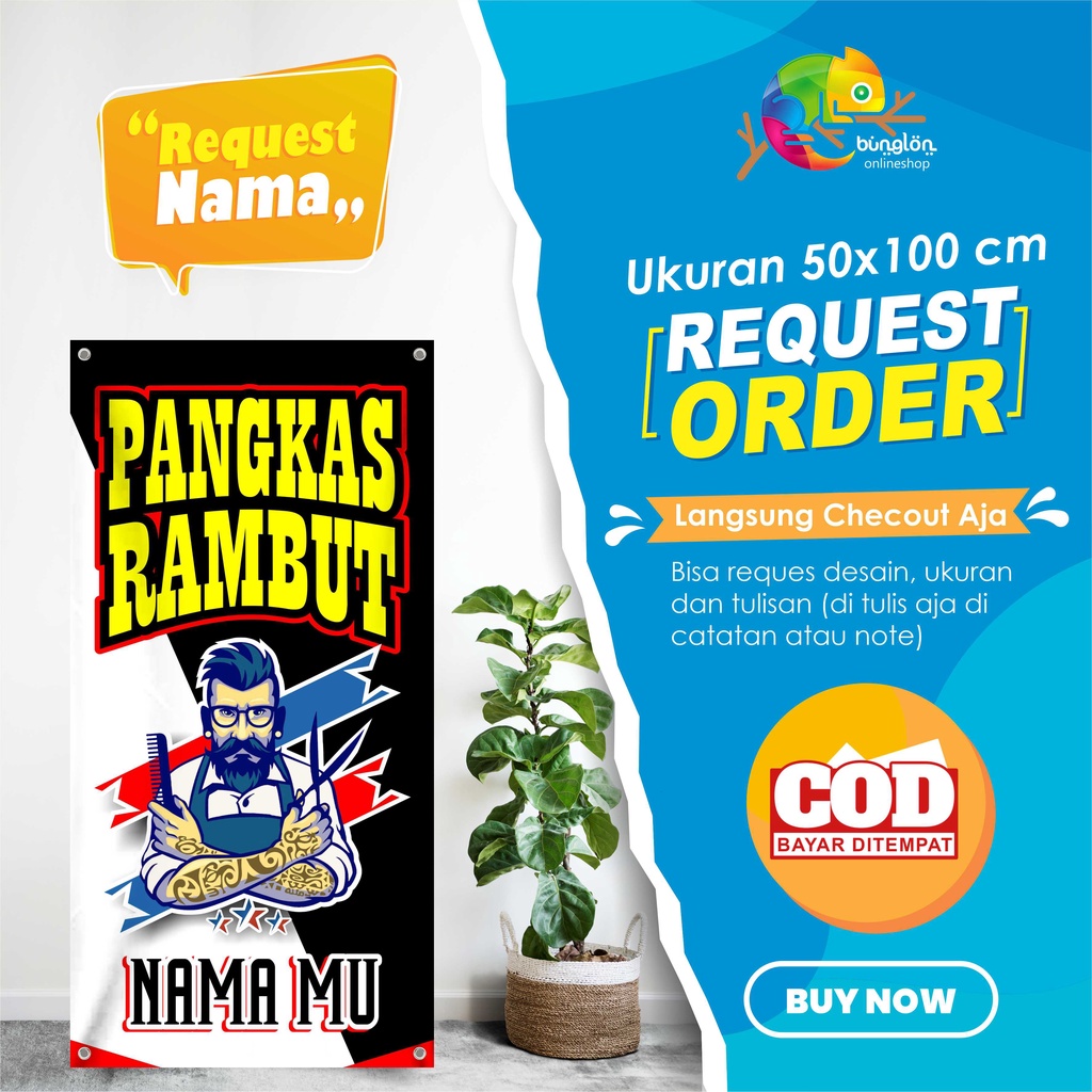Spanduk Banner Pangkas Rambut Keren Model A