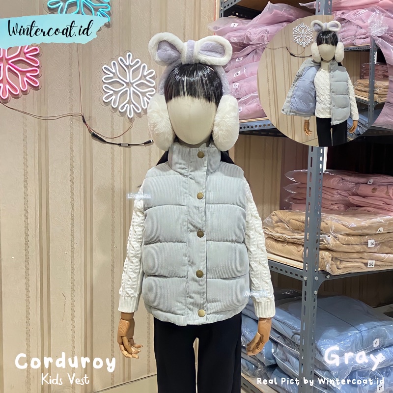 Kids winter vest corduroy rompi anak musim dingin hangat import cowok cewek gunung kid outer