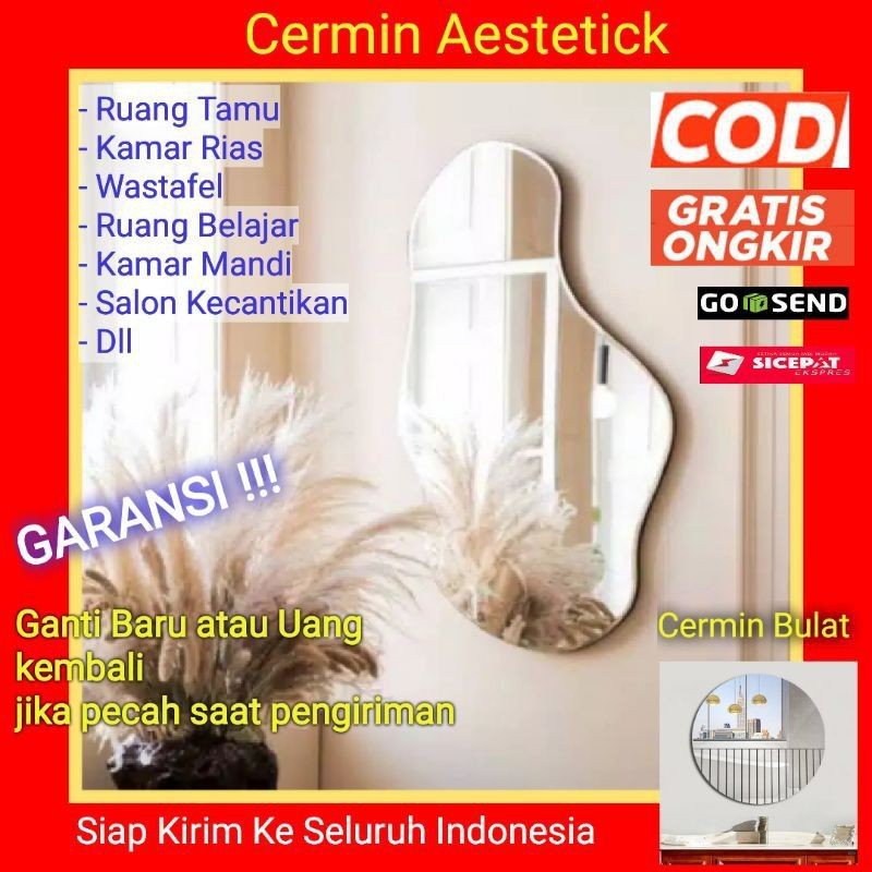 Kaca Cermin Wastafel  Makeup Kamar mandi Ruang Tamu Aestetick Bulat Wastafel Rias Mirror Murah Fashi