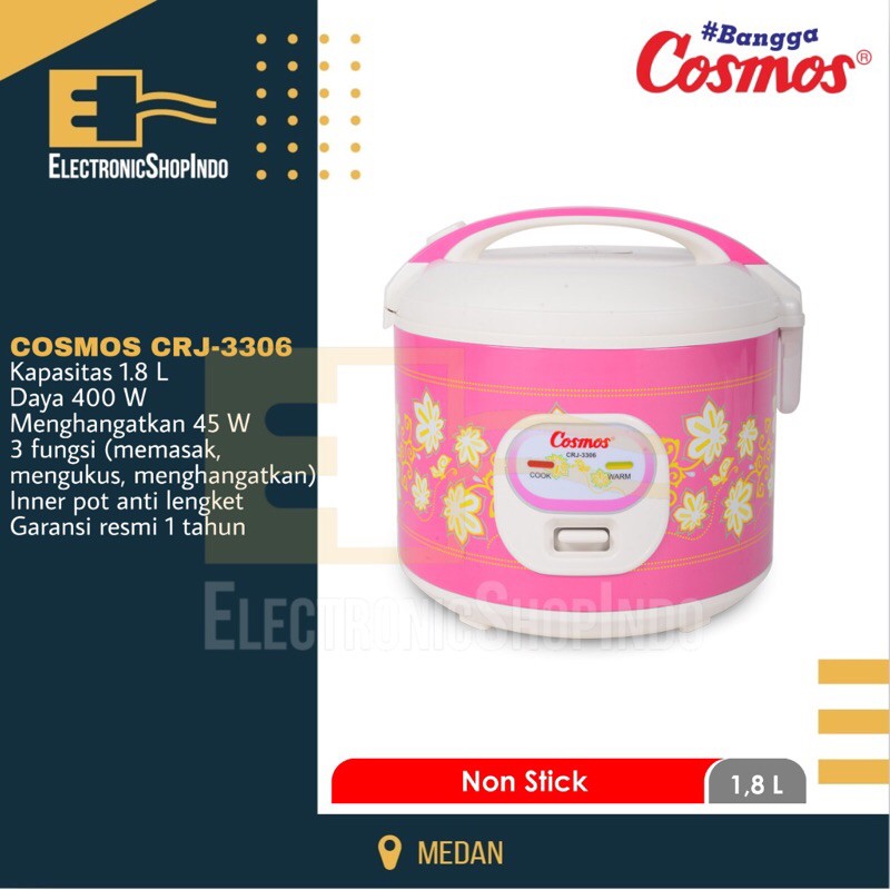 Rice Cooker COSMOS CRJ-3306 Magic Com 1.8 Liter Rice Cooker