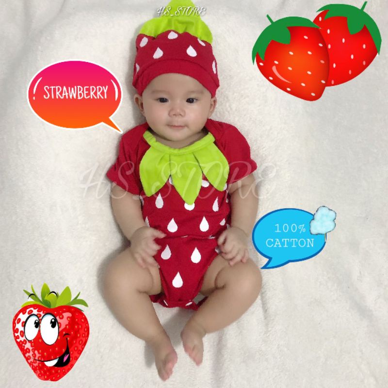 Harga Grosir ! Jumper Strawberry Baby / Baju Bayi / Baby / Jumper Bayi / Kostum Bayi Termurah !