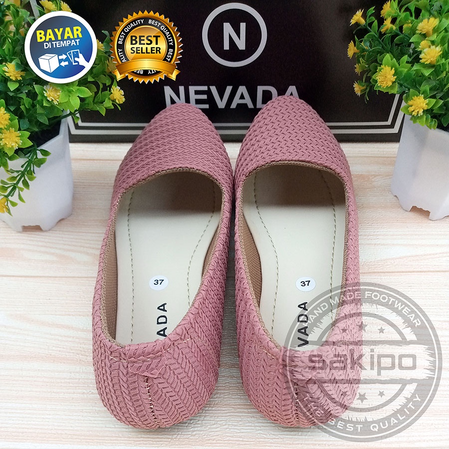 PROMO 12.12 BIRTHDAY SALE SEPATU WANITA DEWASA BALET RAJUT NEVADA TRENDI TERMURAH TERLARIS TAMPIL CANTIK / SAKIPO