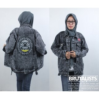 JAKET JEANS UNISEX COWO CEWE MOTIF GAMBAR BORDIR  