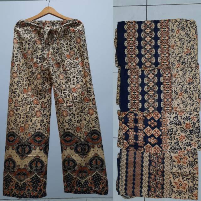 Celana kulot motif  bunga gronding coklat  kombinasi warna  