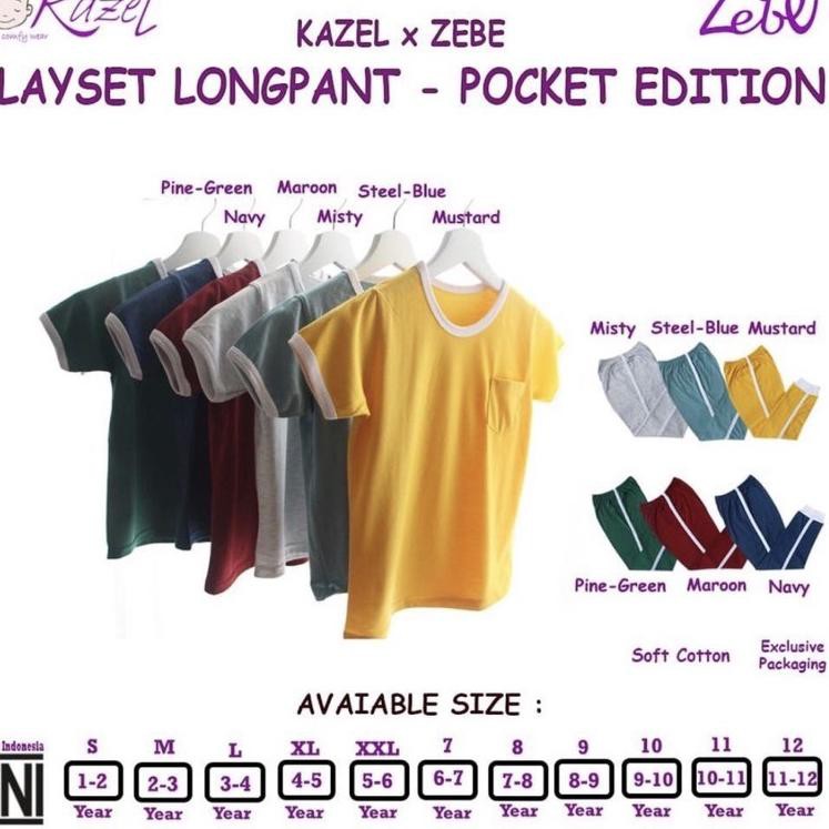 Terlaris Kazel X Zebe Playset Longpants Pocket Edition Baju Setelan Set Anak ,