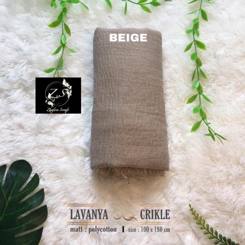 HIJAB Best Seller PASHMINA CRINKLE / CRINCLE - PASHMINA CUTTON CRINKLE / NEGRO / KUSUT-Beige