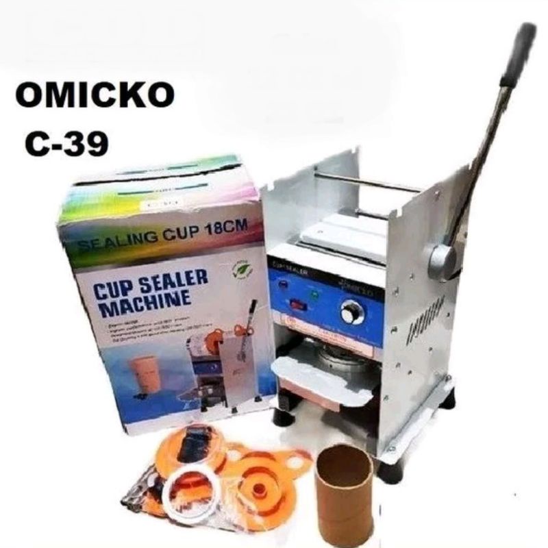 Mesin Press Gelas CupSealer Omicko C39 berbagai Ukuran(12-22 OZ) gelas aqua, pop ice dan gelas teh p