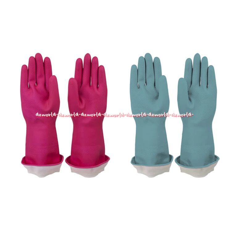 Casabella Waterblock Gloves Gants Sarung Tangan Karet Biru Pink Tetap Melindungi Tangan Di Dalam Kering Casabela Tahan Air Kasabela Gloves Glove Blue