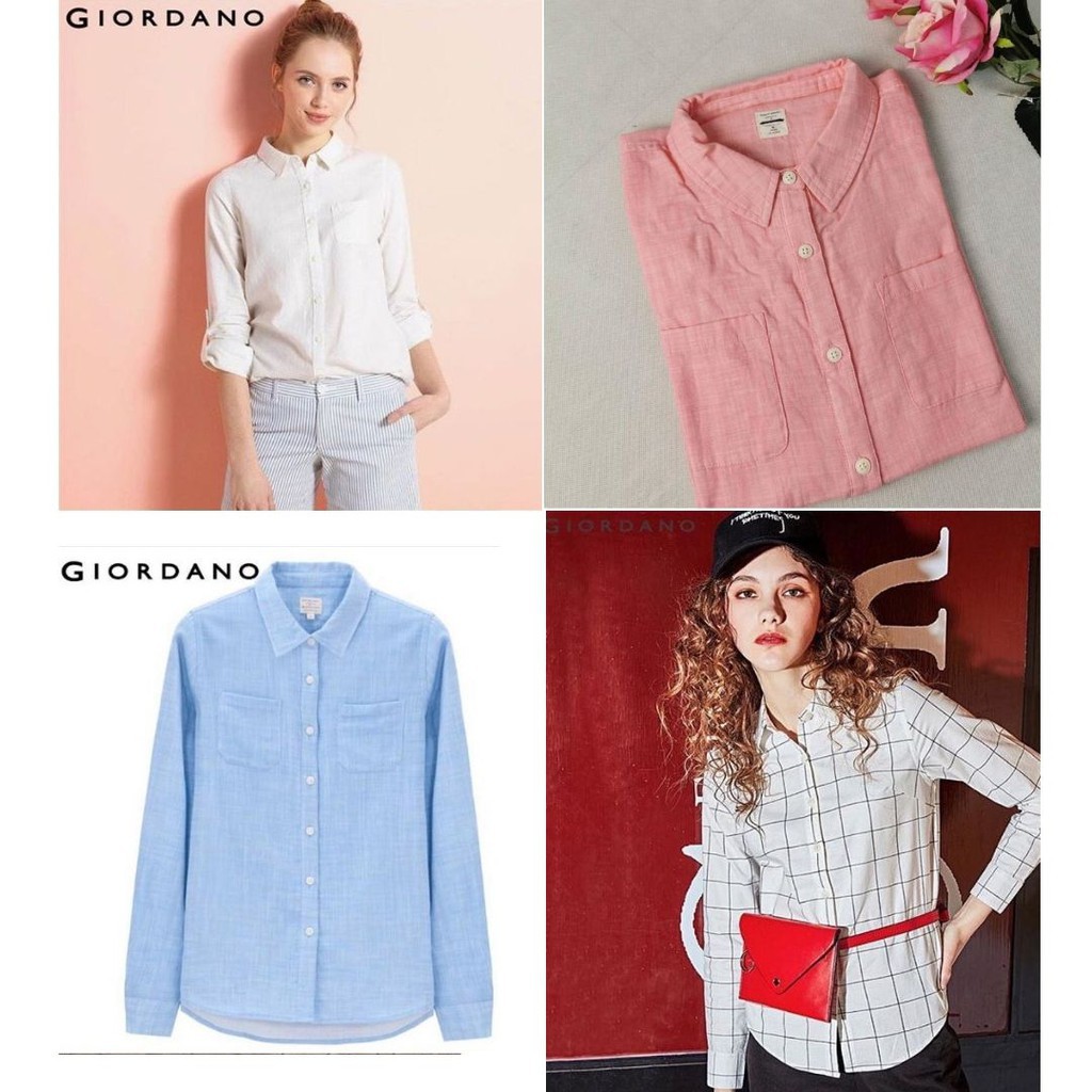 ATASAN PESTA PARTY NIKAHAN WISUDA KULIAH QWE/ GIORDANO Kemeja Linen Wanita - Atasan Branded Original