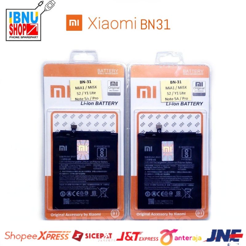 BATTERY BATERAI BATTERE BATRE XIAOMI MI 5X  MI A1 REDMI S2 REDMI NOTE 5A / PRIME BN-31 BN31 ORIGINAL