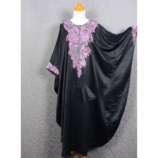  Baju  Kaftan ungu  satin Warna  hitam Wanita  Terbaru Shopee 