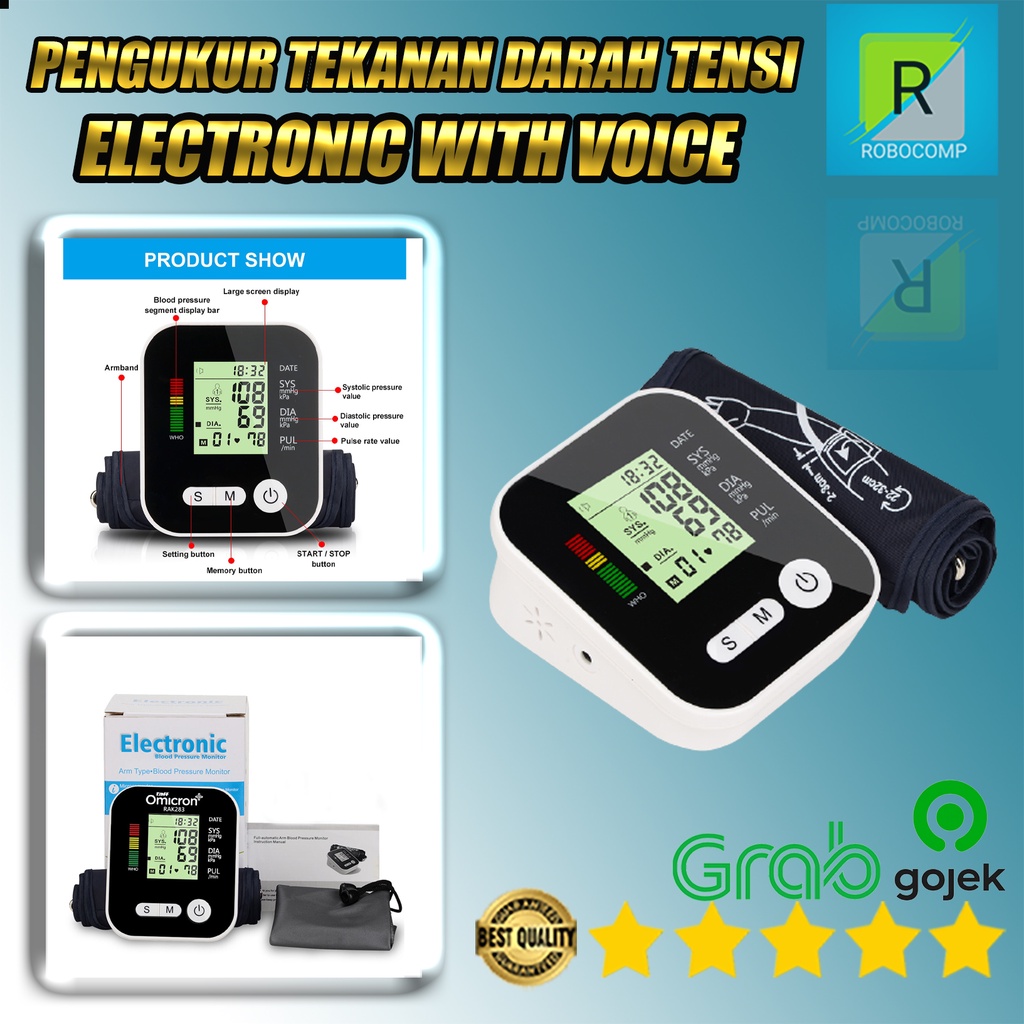 Pengukur Tekanan Darah Tensi Electronic with Voice - TaffOmicron