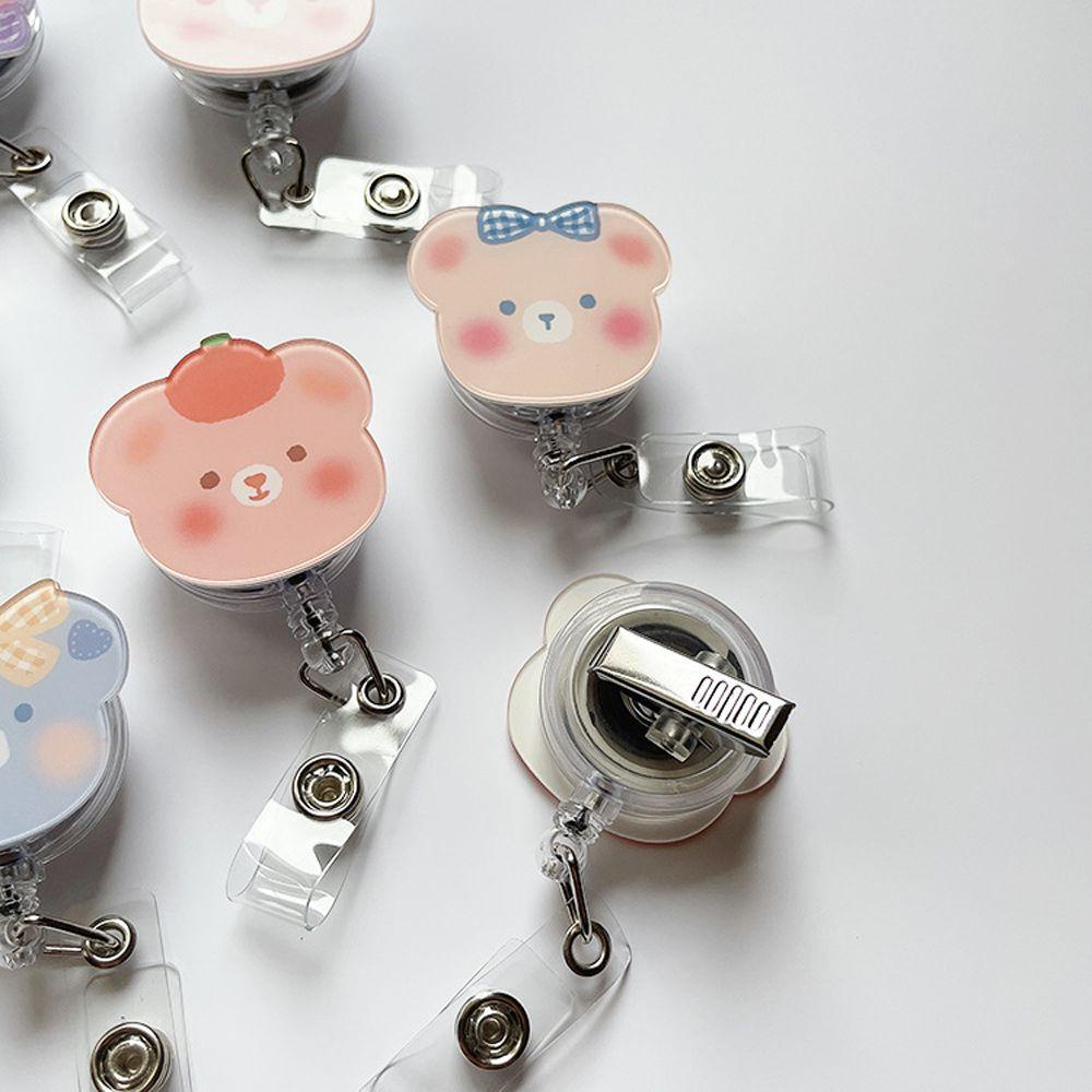 Lanfy Retractable Badge Reel Candy Color Kartun Korea Fruit Reel Klip Name Tag 360putar Perlengkapan Kantor Perlengkapan Sekolah Alat Tulis Nama Card Holder