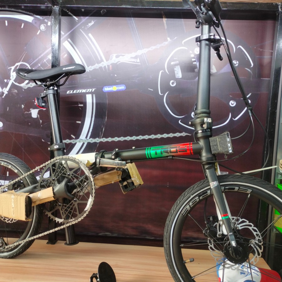 Sepeda Lipat Seli Folding Bike Element Troy X 9 Speed 2021 Black atau Hitam