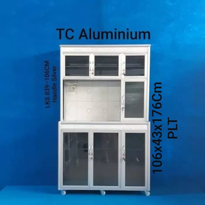 Lemari Piring Super Keramik 3 Pintu Gendong1 Kaca Riben LKS 839-106 CM