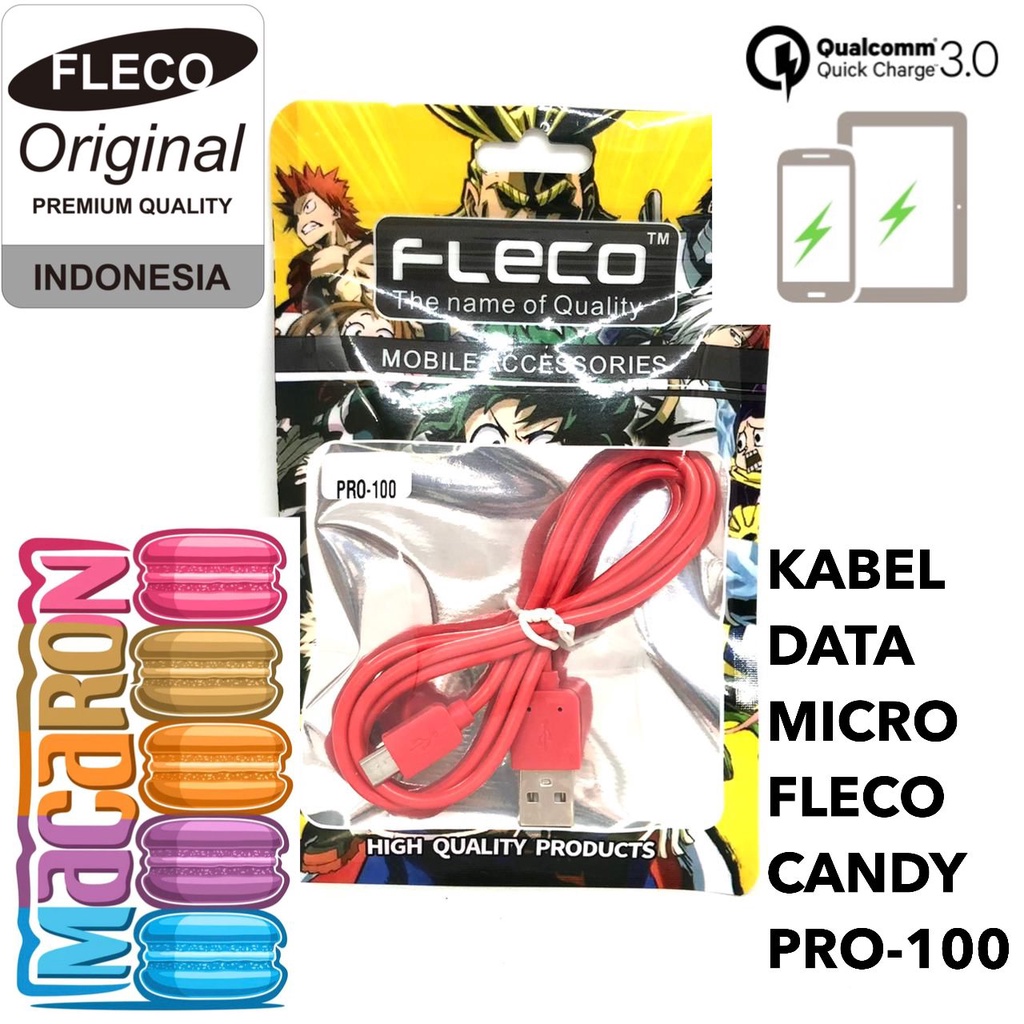 KABEL DATA FLECO PRO-100 FAST CHARGING 2.4a KABEL DATA MICRO TYPE C DAN IPHONE HIGH QUALITY 100% -FAST CHARGING 2.4A MAX DATA TRANSFER PREMIUM QUALITY PANJANG 1 METER EFFICIENT FAST CHARGING STABLE CURRENT DISTRIBUTION HIGH DURABILITY