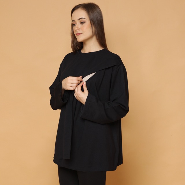 

MONOMOM Versa Black - Baju Menyusui Nursing Wear Stylish Premium