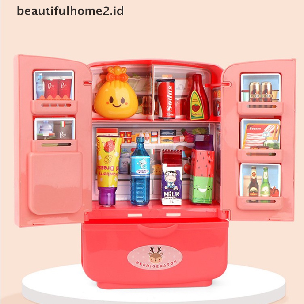 (Beautifulhome2.Id) 1 Set Mainan Kulkas Mini Untuk Anak Bermain Peran