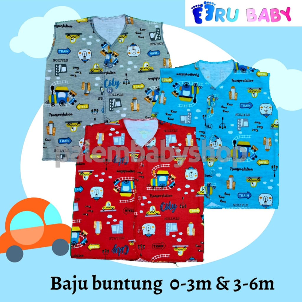 Eeru Baby Baju Buntung ISI 3pcs Untuk Usia 0-3 bulan &amp; 3-6 Bulan