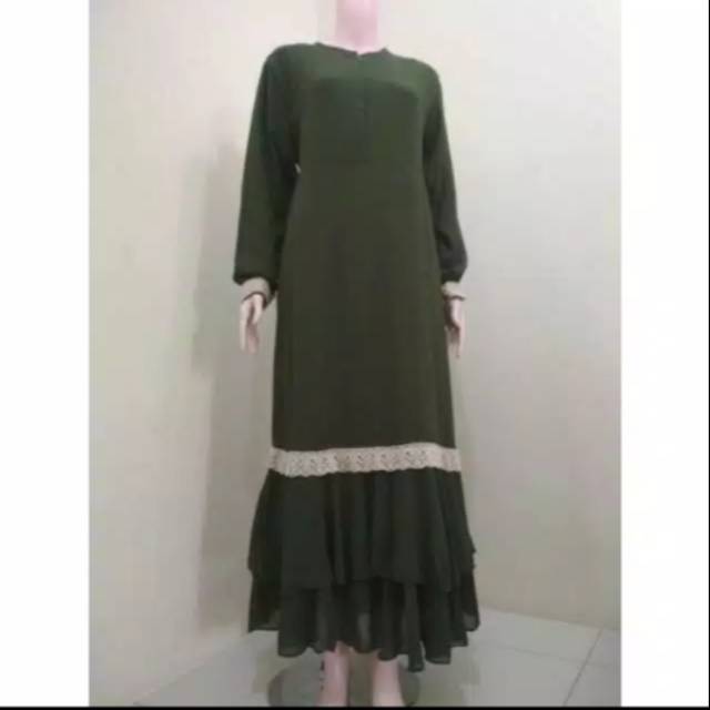 Gamis ceruty renda bawah