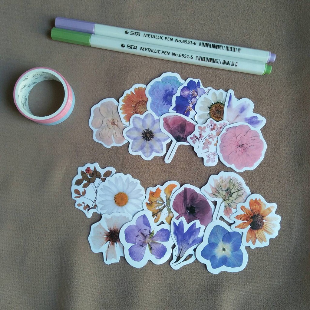 

Natural Flower Deco Sticker stiker bunga tanaman Planner aesthetic DIY Scrapbook