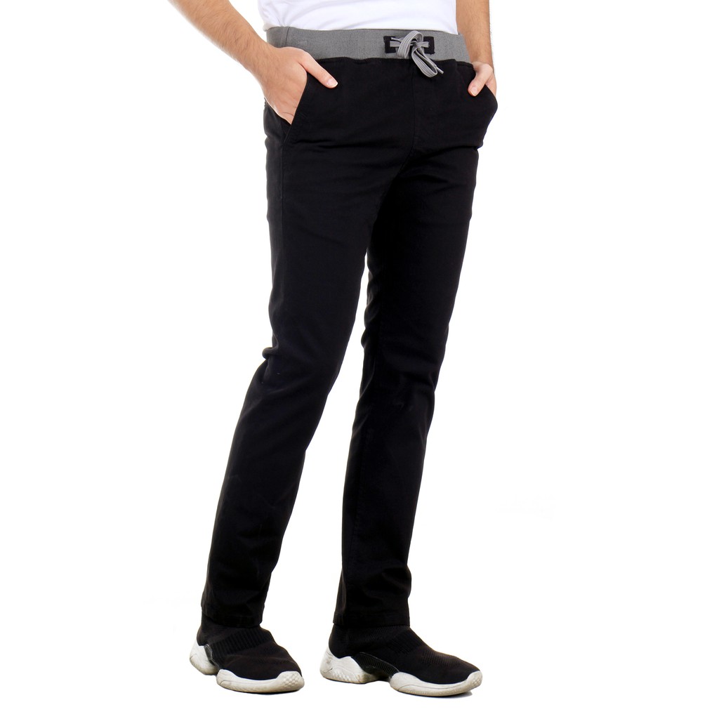 Benhill Celana Panjang Pria Rib Katun Stretch Black 27227-28