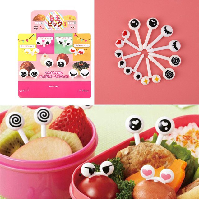 Set Isi 10 Garpu Buah Mata Emoticon Food Picks Garpu Set Buah  Garpu Mini Garpu Buah Mini Lucu