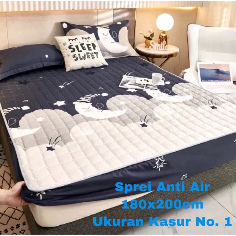 SPREI WATERPROOF UKURAN 180X200X25cm / SPREI ANTI AIR-MOTIF BULAN