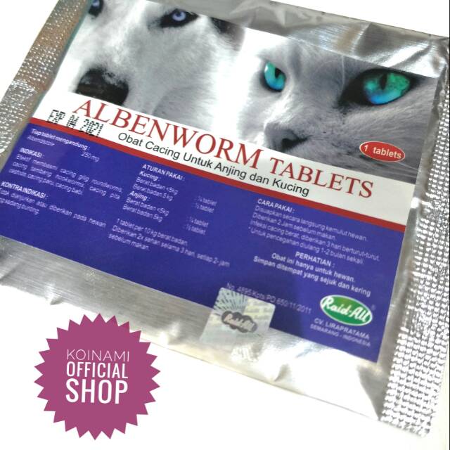 ALBENWORM CAT &amp; DOG TABLET / raid all / obat Cacing kucing anjing / hewan / pet