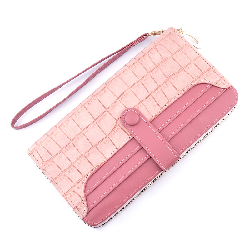 DOMPET PANJANG WANITA PREMIUM IMPORT KULIT CROCO PINK WHELMA WA541P3 TALI PENDEK KOREA SLOT KARTU UANG KOIN RESLETING FASHION CEWEK MURAH BATAM BRANDED