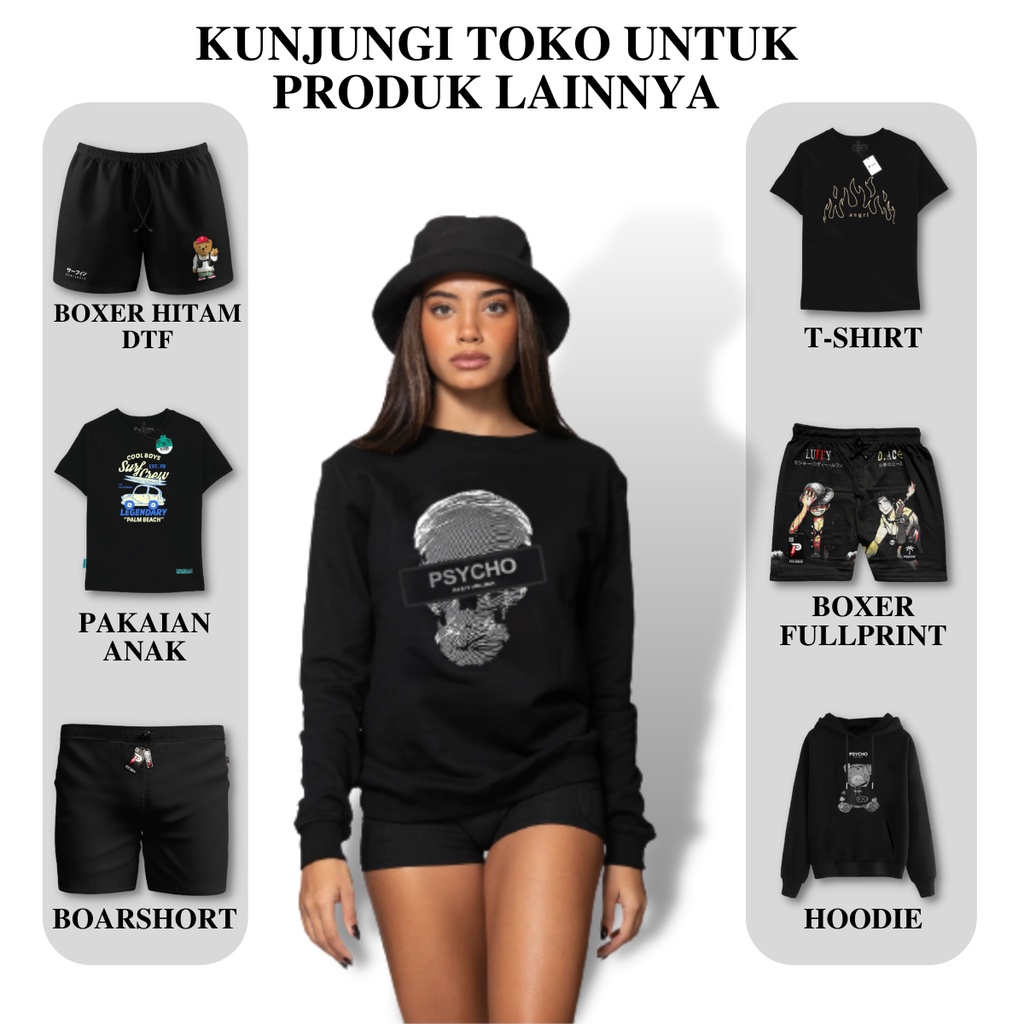 SWEATER PREMIUM - Psycho t shirts hoodie pria dan wanita| Hoodie bahan cotton CVC warna hitam| hoodie wanita black distro| Hodie pria crewneck sweater | Sweater crewneck | Korean Style