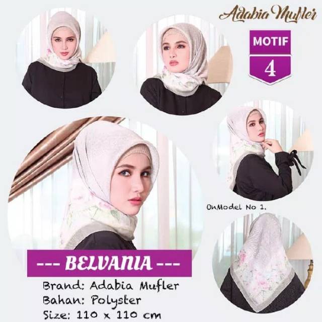 Kerudung segi empat sauare hijab polyster belvania adabia muffler