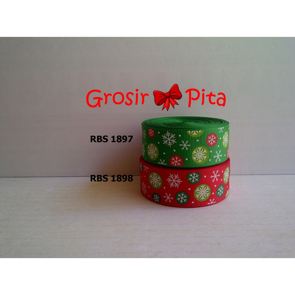 

(25 yard) Pita Grosgrain Motif Natal RBS 1897,1898 | Pita Motif Christmas | Toko Bahan Craft | Grosir Pita