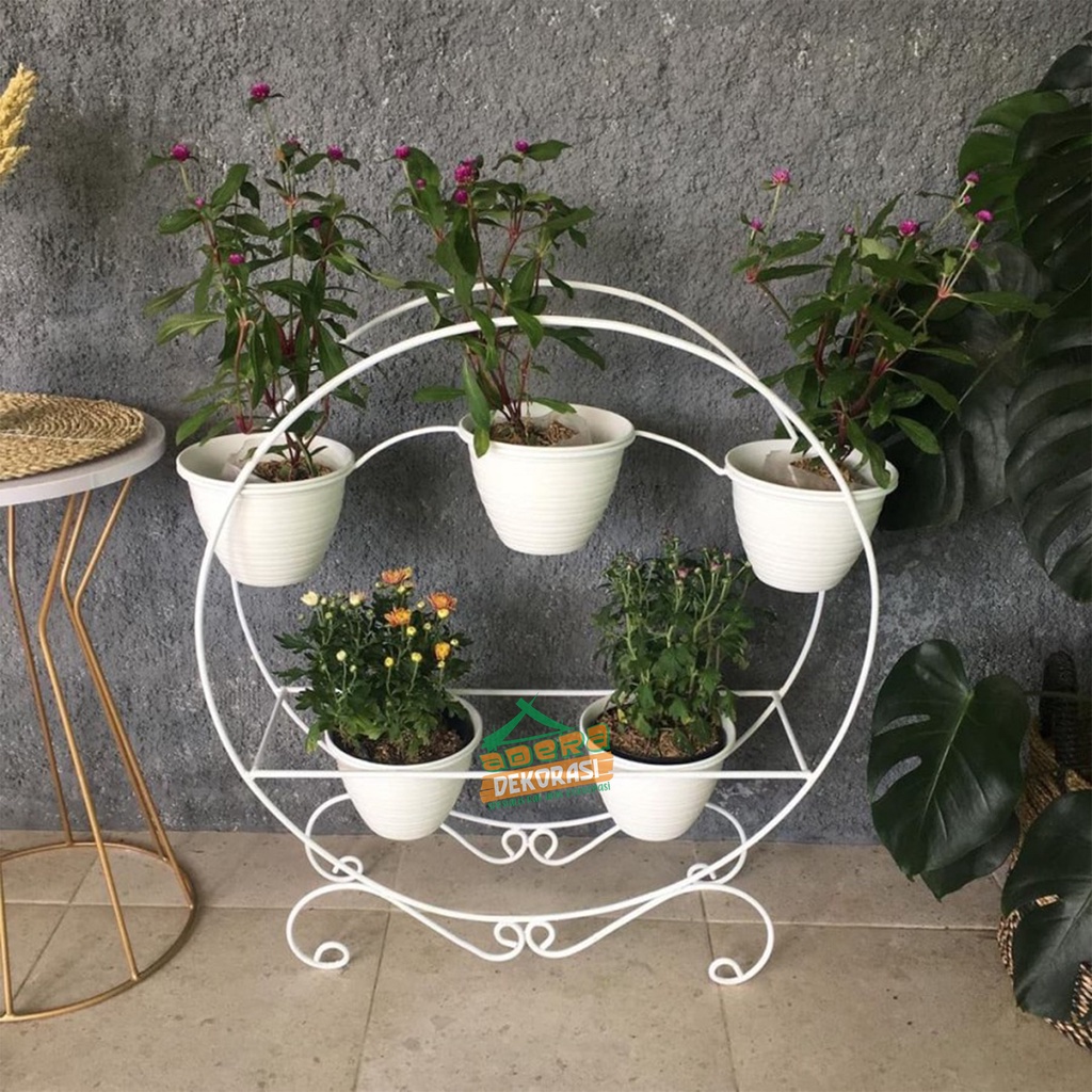 Rak bunga - Rak hias - Hiasan taman minimalis - stand standing pot besi - Rak Bunga Susun