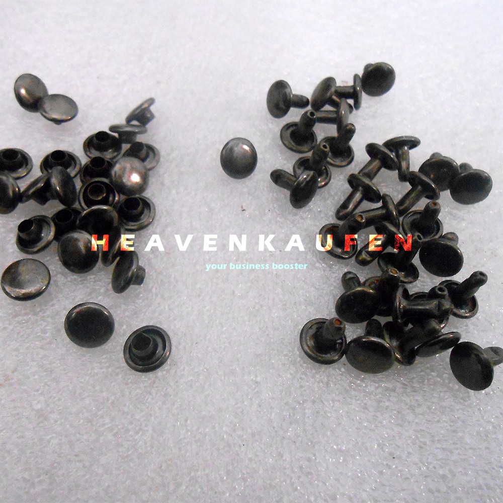 Paku Keling Rivet Centang / Gepeng Black Nikel Hitam 8 mm Bolak Balik Harga Per Pack isi 50 Pasang