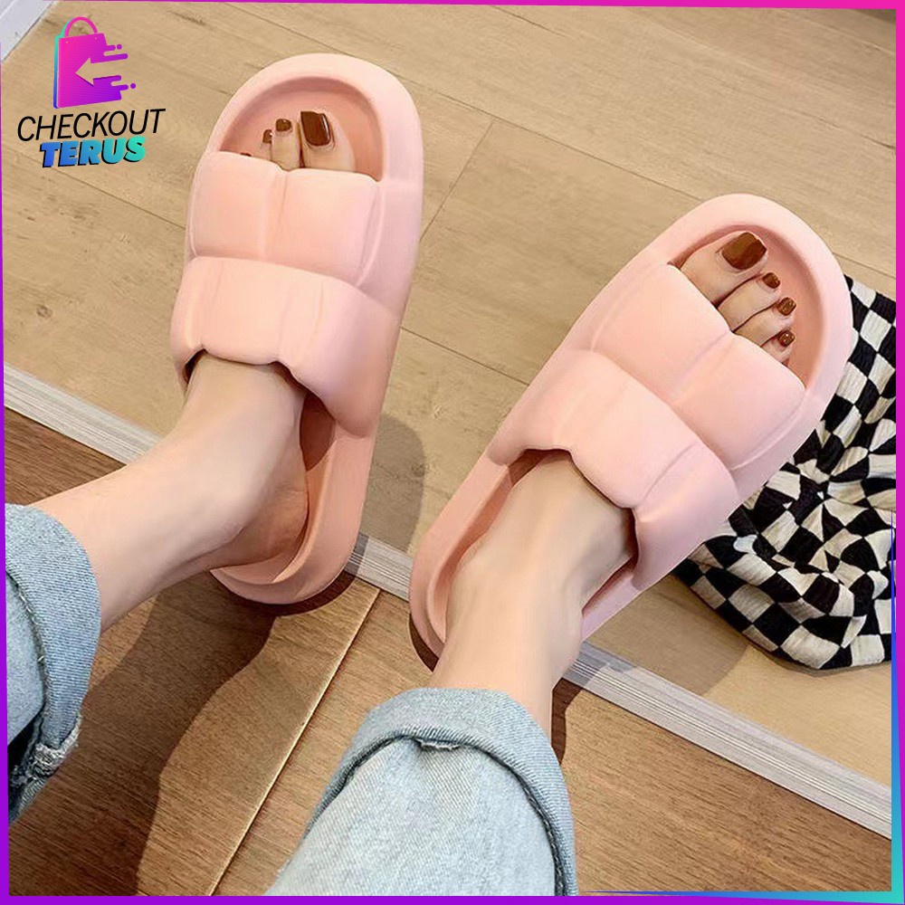 CT S51 Sandal Jelly Wanita Korean Style Import Bahan EVA Anti Slip Sandal Rumah Elastis Empuk Soft Slipper