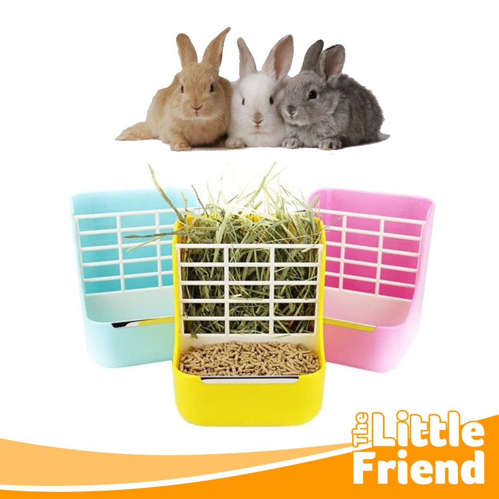 Hay Rack/Kotak Rak Tempat Makan Minum Gantung Kelinci Hamster 2 in 1