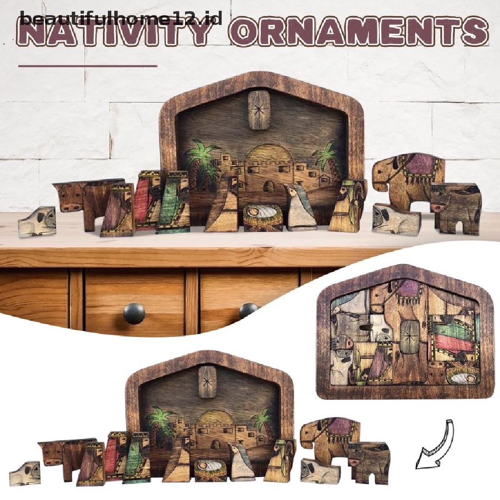 【beautifulhome12.id】 Wooden Jesus Puzzles Nativity Set Nativity Puzzle Puzzle Game Kids Desk Figurine .