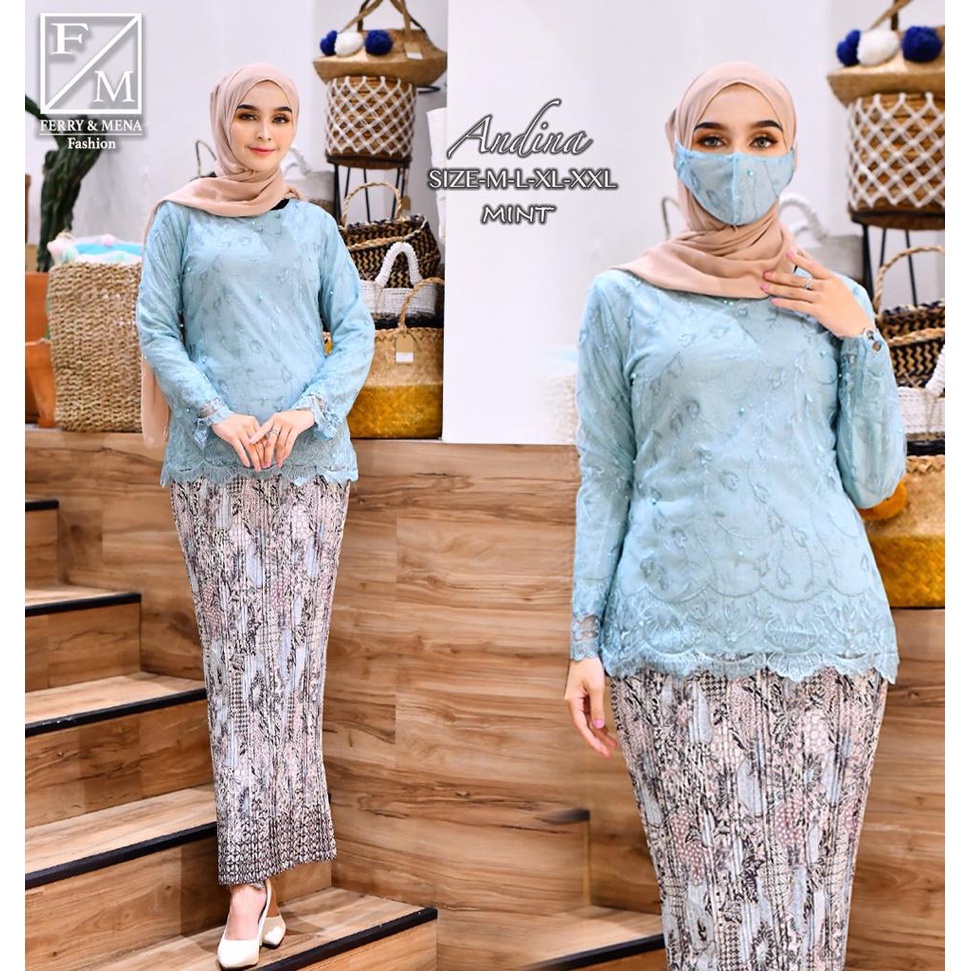 SET KEBAYA ANDINA TERBARU KEBAYA MODERN KEBAYA BRUKAT MODERN KEBAYA WISUDA KEBAYA BRUKAT TILLE/KEBAYA KONDANGAN TERLARIS