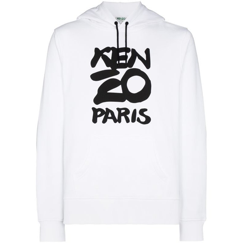 Kenzo Paris Logo Print Hoodie White Original