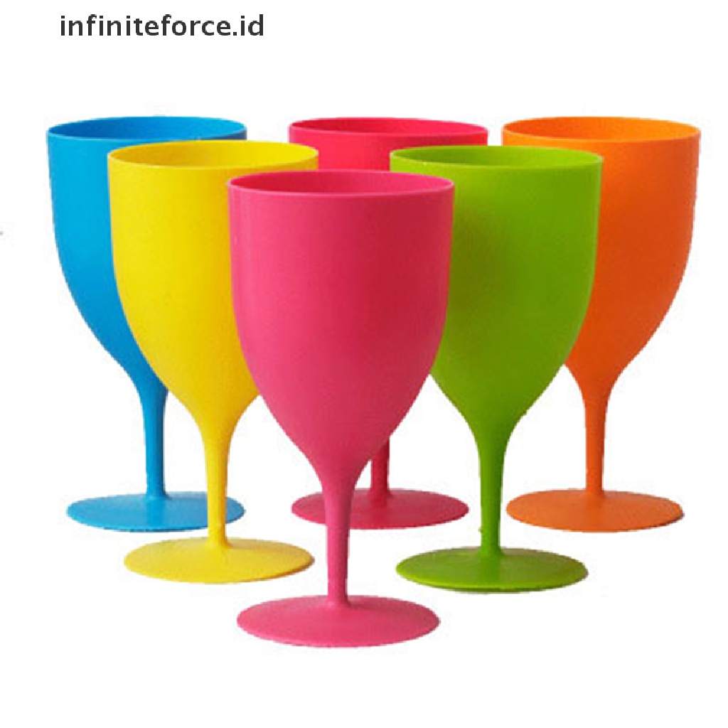 (Infiniteforce.Id) 6pcs / Set Gelas Champagne / Wine Bahan Plastik Kualitas Tinggi