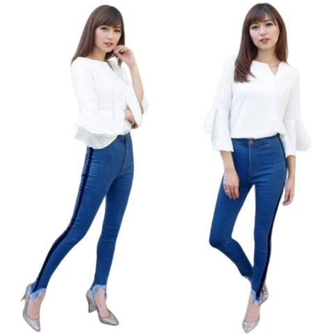 HIGHWAIST JEANS  RUMBAI  CELANA  JEANS  WANITA  BEST SELLER 