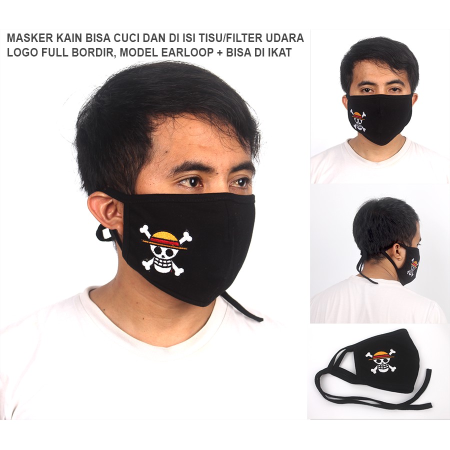 masker kain anime one piece logo monke D luffy topi jerami