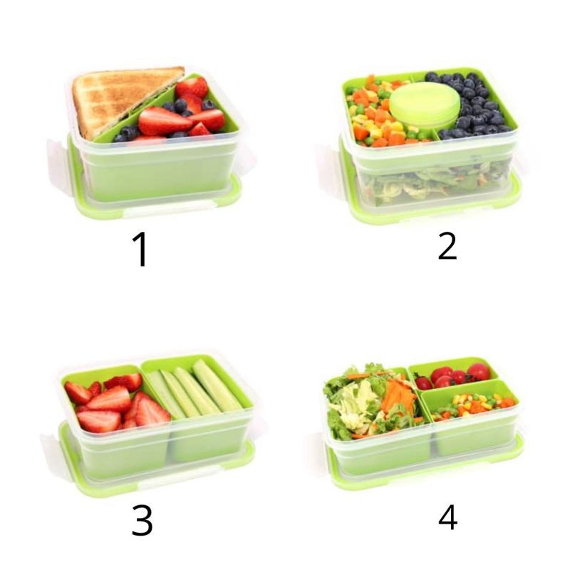 INFORMA Appetite 1.1 Ltr Apple LUNCH BOX Tempat Makan Bento Kotak Makan Dengan Sekat - Green White