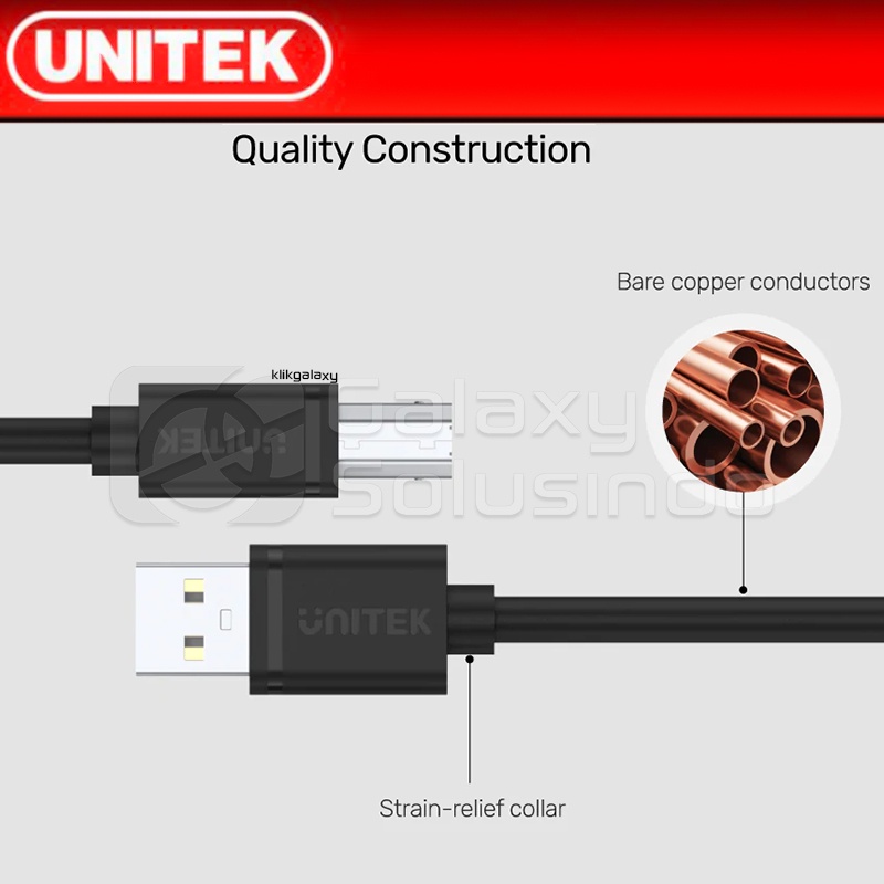 UNITEK Y-C421GBK USB 2.0 to USB-B Charging Cable - 5M Printer Cable